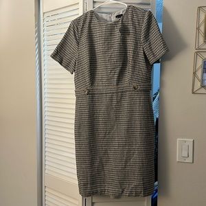Micro check button tab shift dress